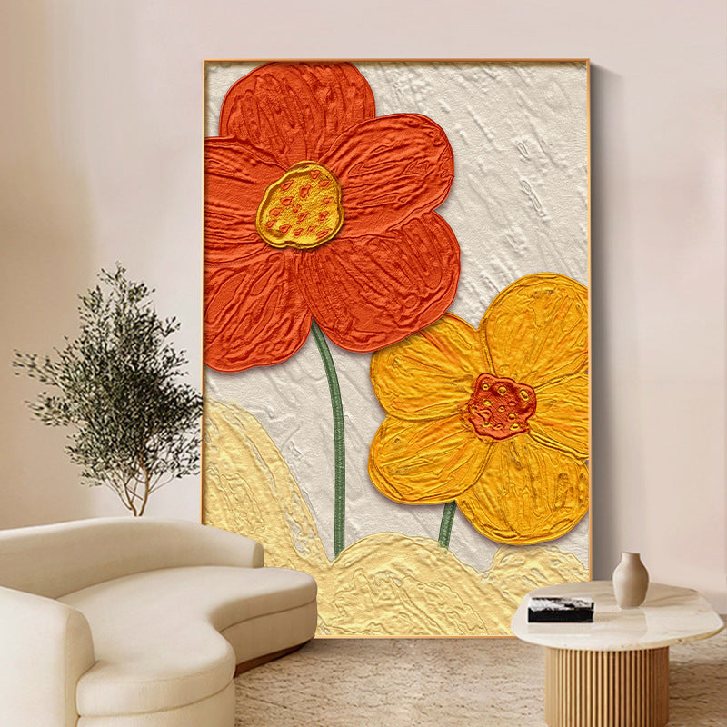 Textured Bloom – Red & Orange