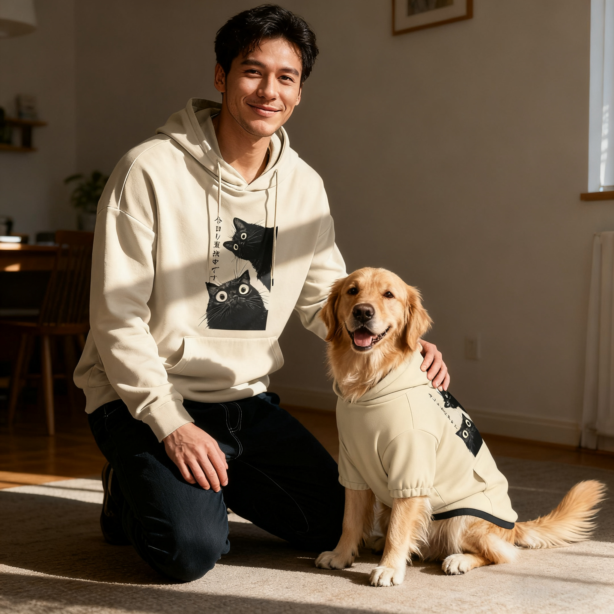 Peekaboo Black Cat Dog Hoodie