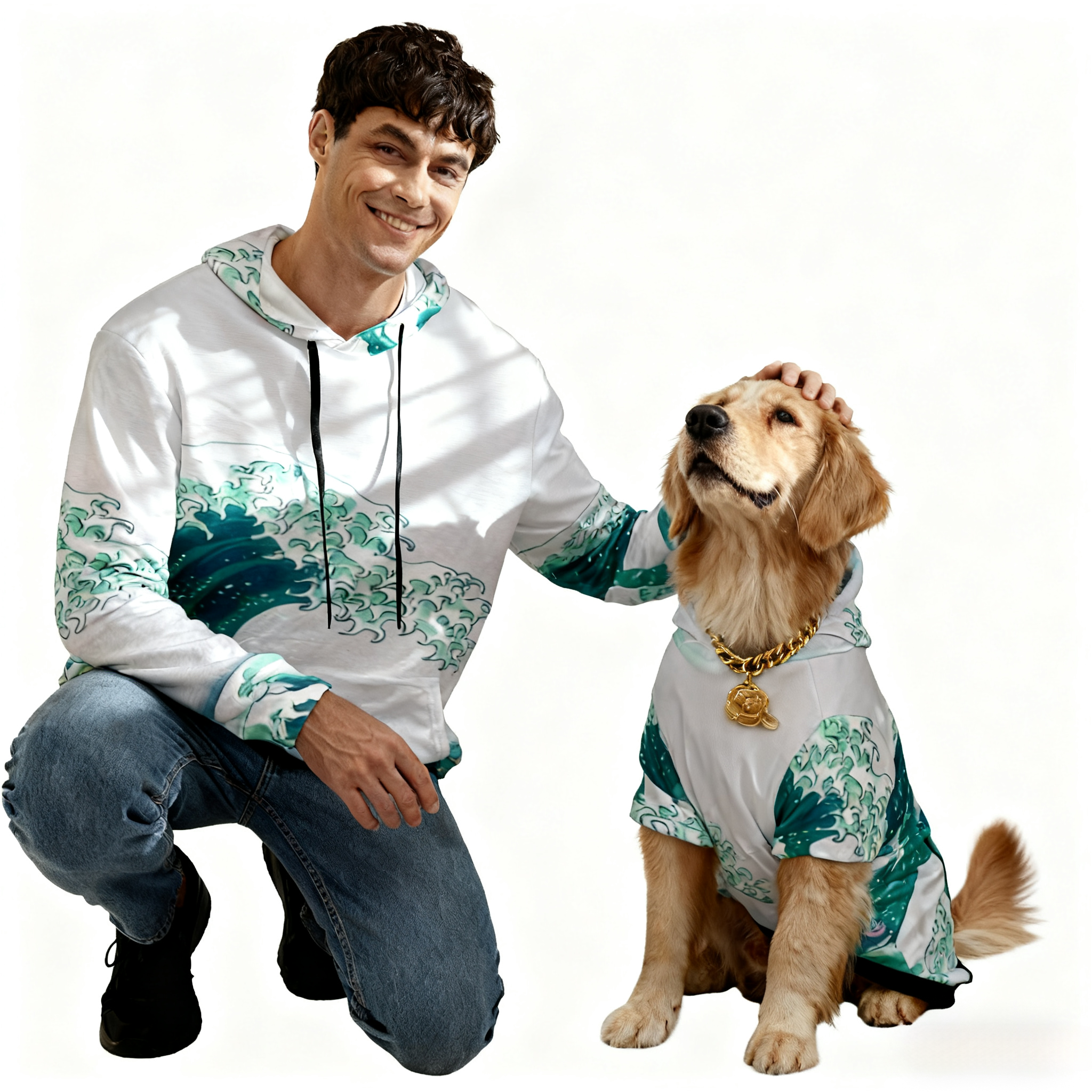 Ocean Wave Print Hoodie