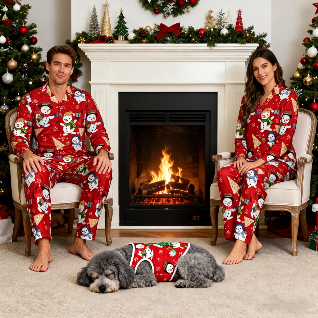 Holiday Snowman & Christmas Elements Christmas Pajamas