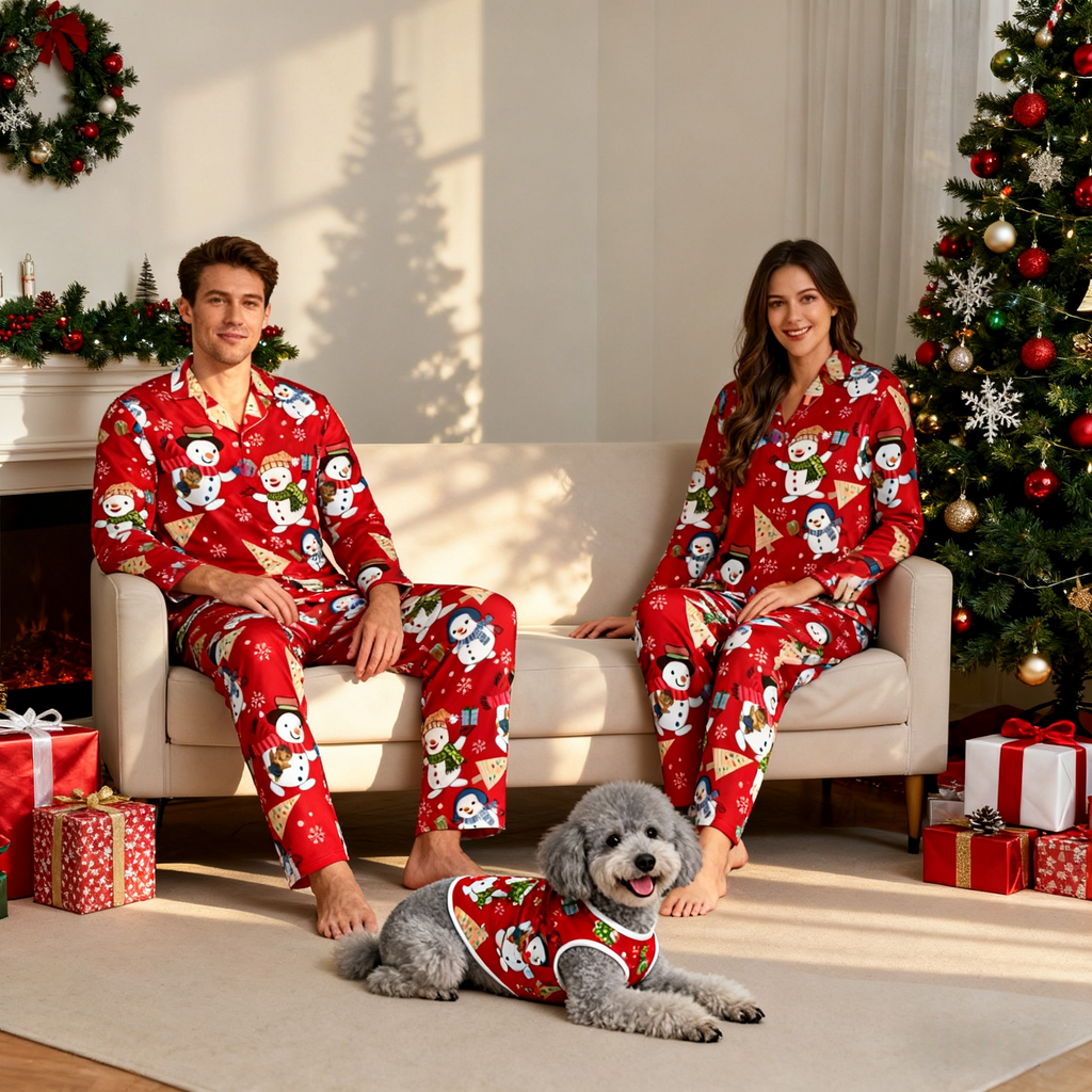 Holiday Snowman & Christmas Elements Christmas Pajamas