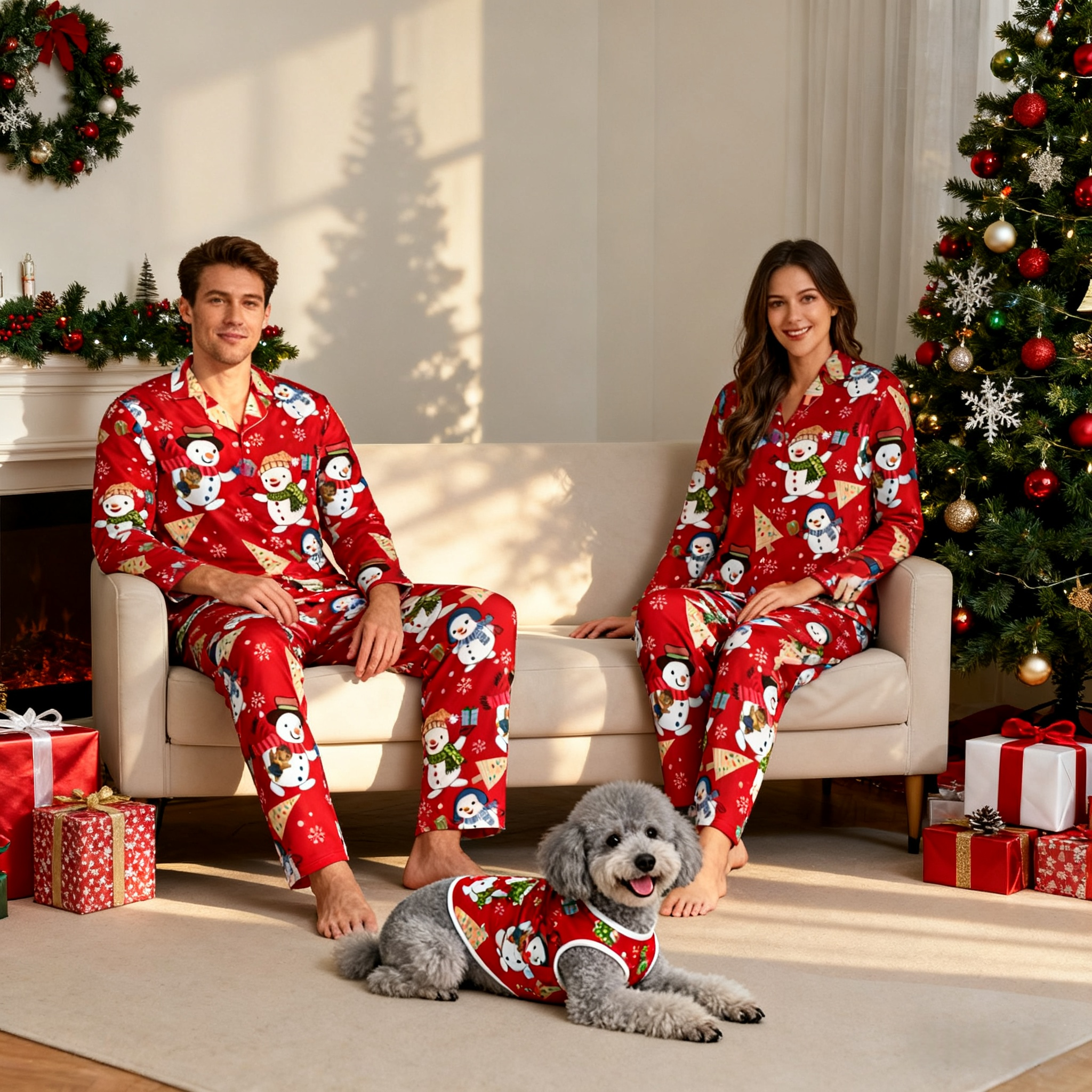 Holiday Snowman & Christmas Elements Christmas Pajamas
