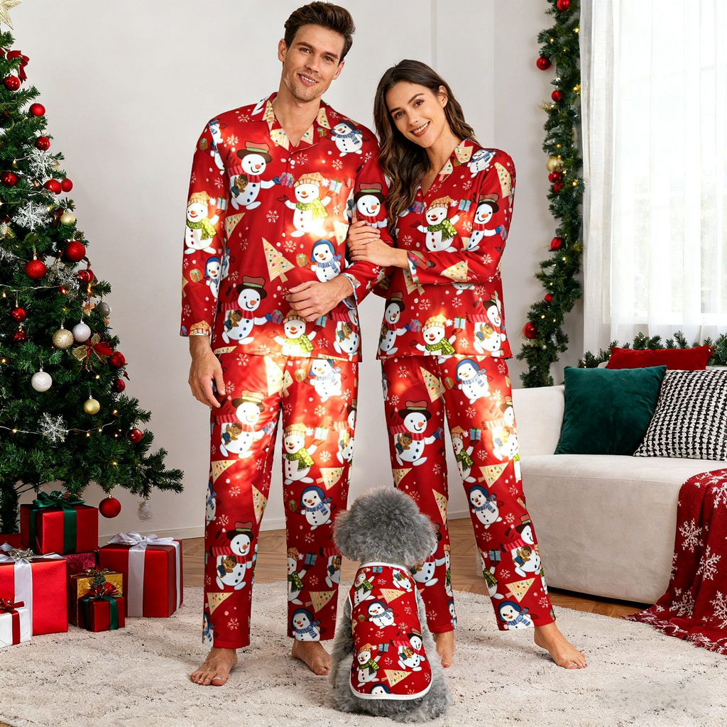 Holiday Snowman & Christmas Elements Christmas Pajamas