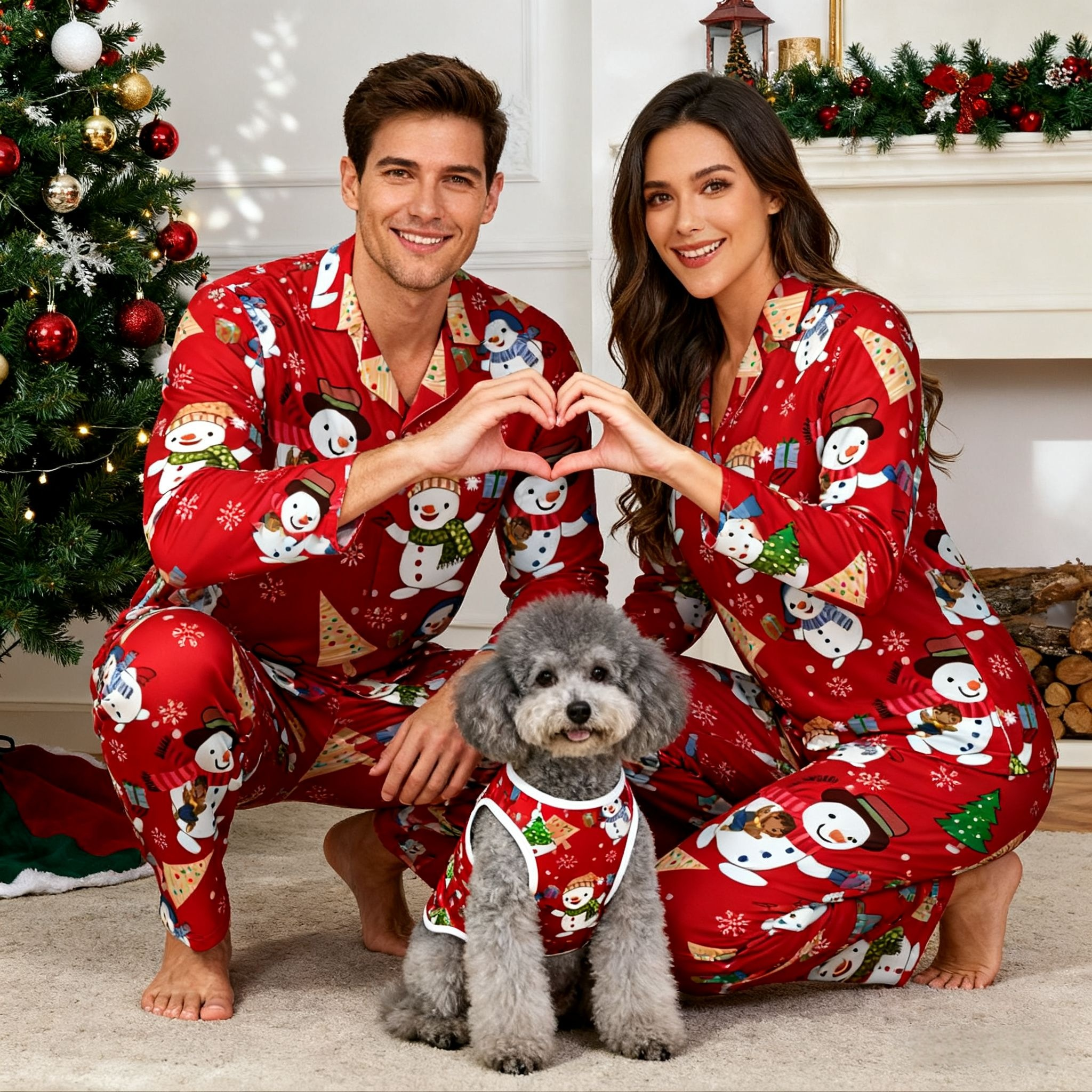 Holiday Snowman & Christmas Elements Christmas Pajamas