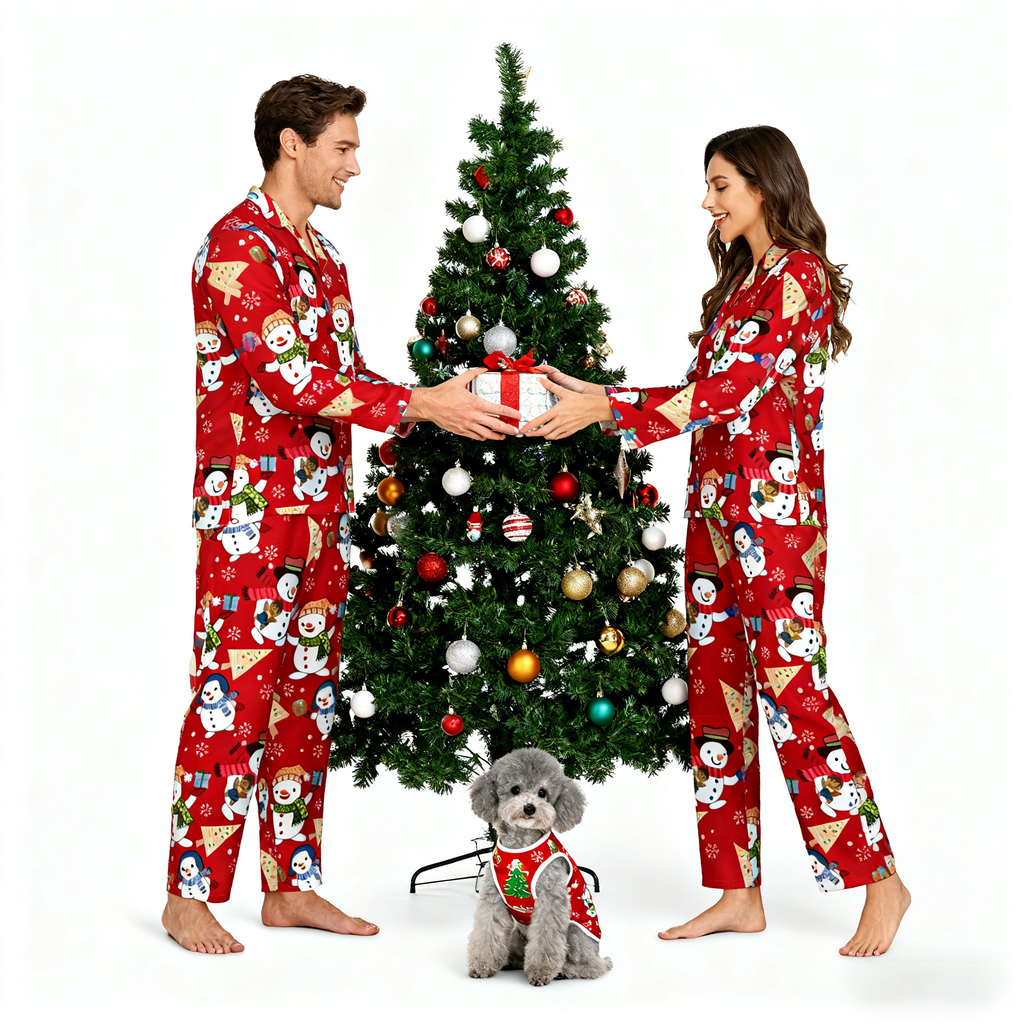 Holiday Snowman & Christmas Elements Christmas Pajamas