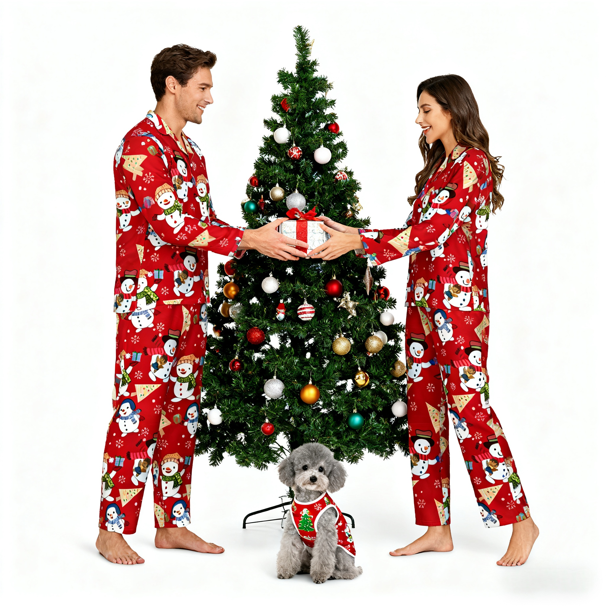 Holiday Snowman & Christmas Elements Christmas Pajamas