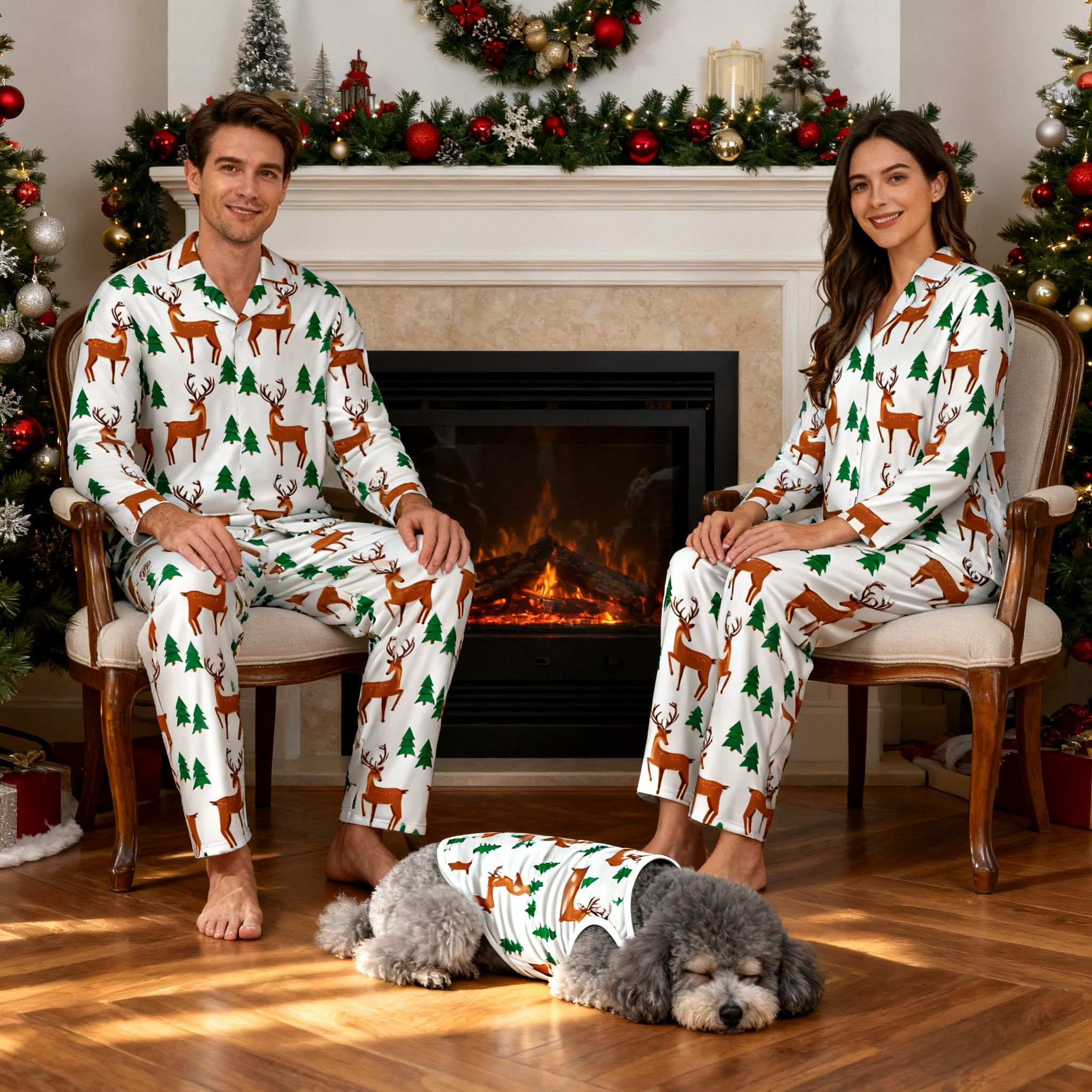 Holiday Reindeer Forest Christmas Pajamas
