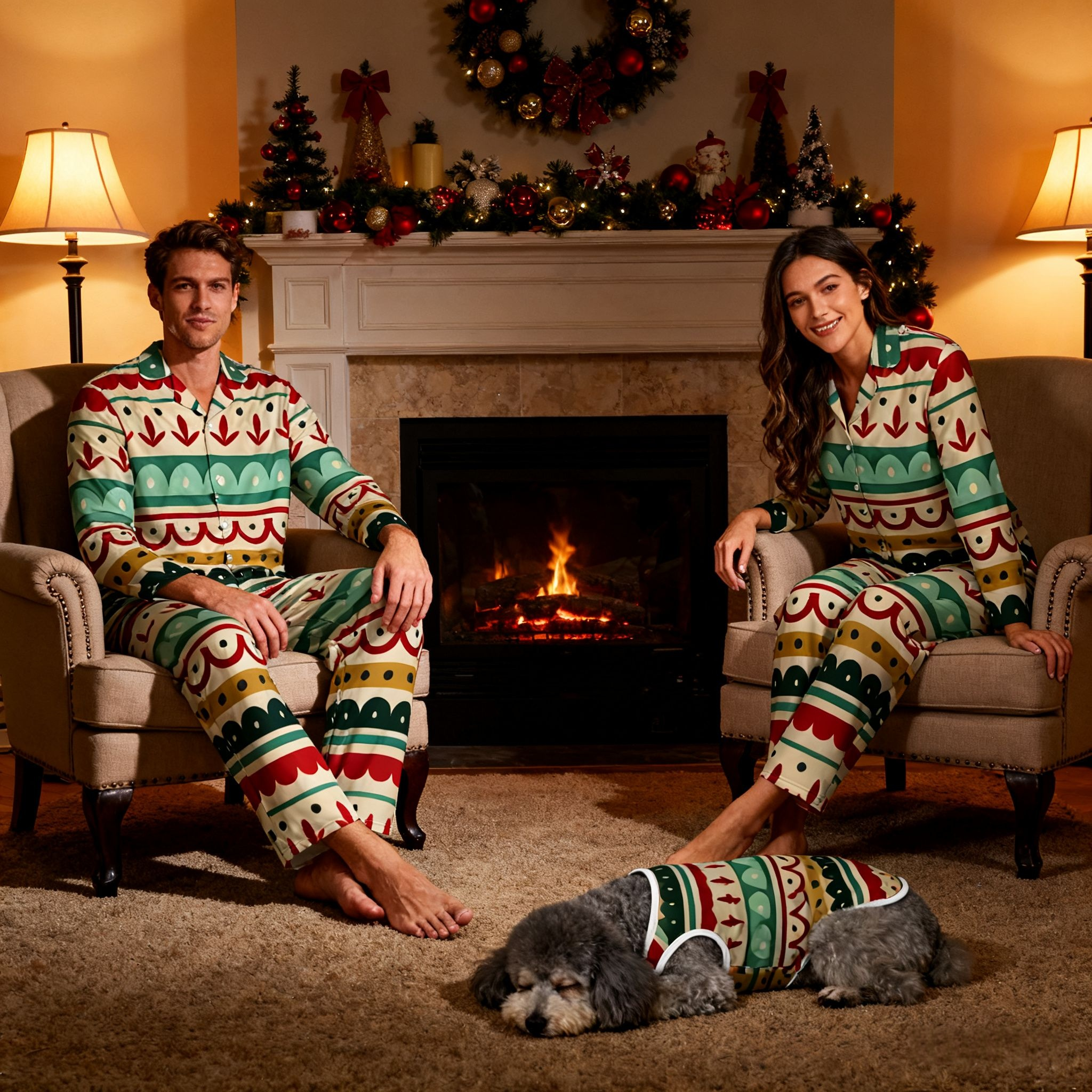 Holiday Festive Stripe Pattern Christmas Pajamas