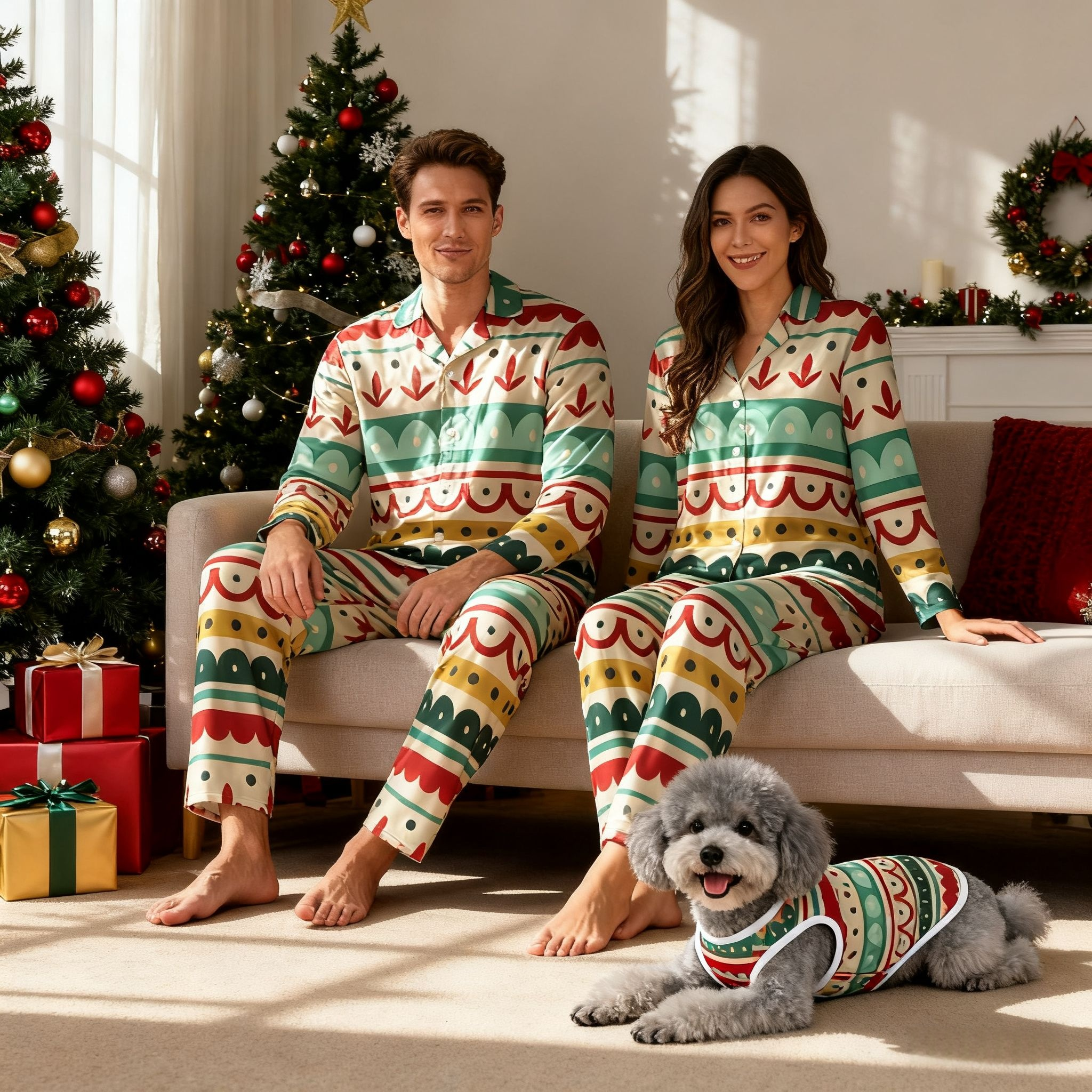 Holiday Festive Stripe Pattern Christmas Pajamas