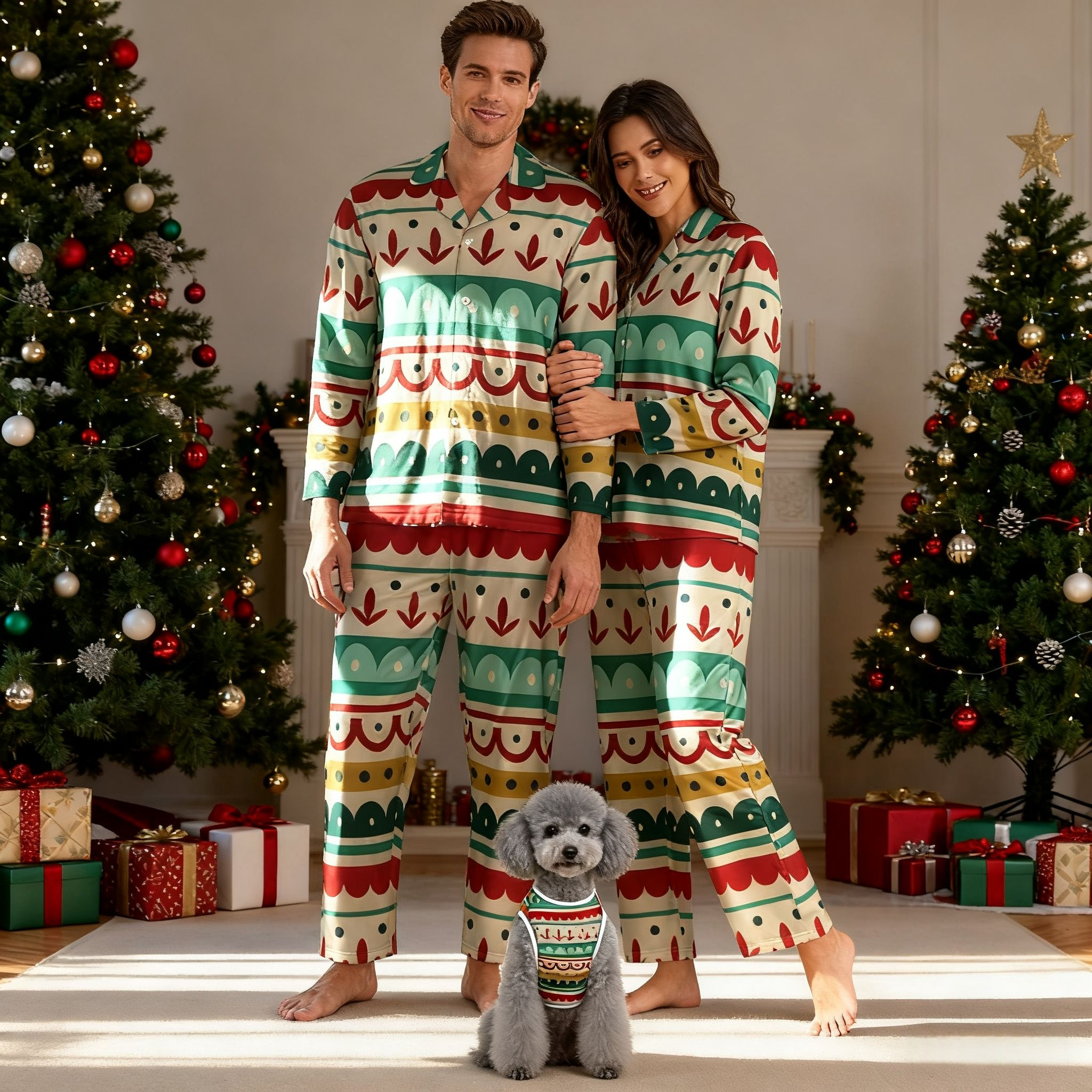 Holiday Festive Stripe Pattern Christmas Pajamas