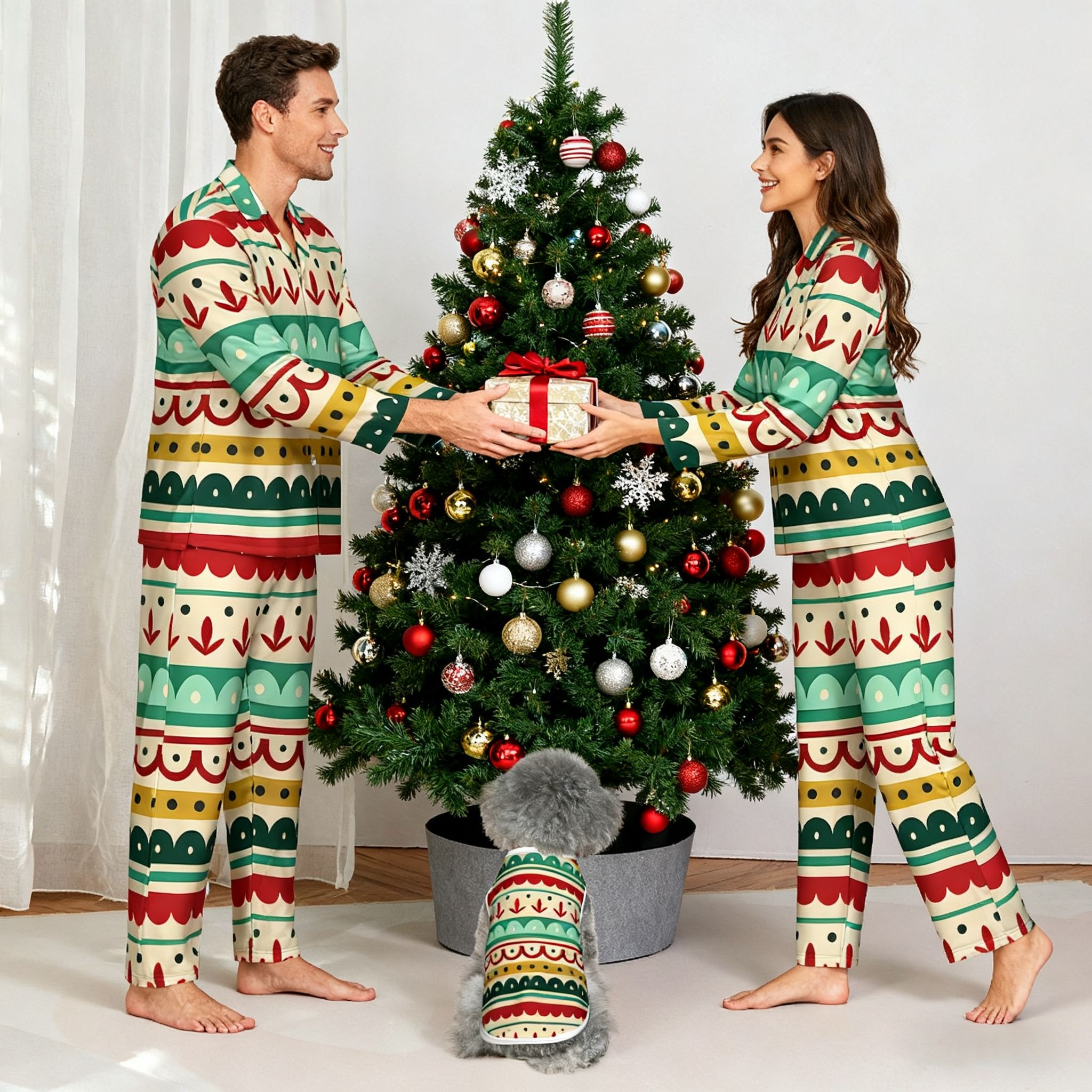Holiday Festive Stripe Pattern Christmas Pajamas