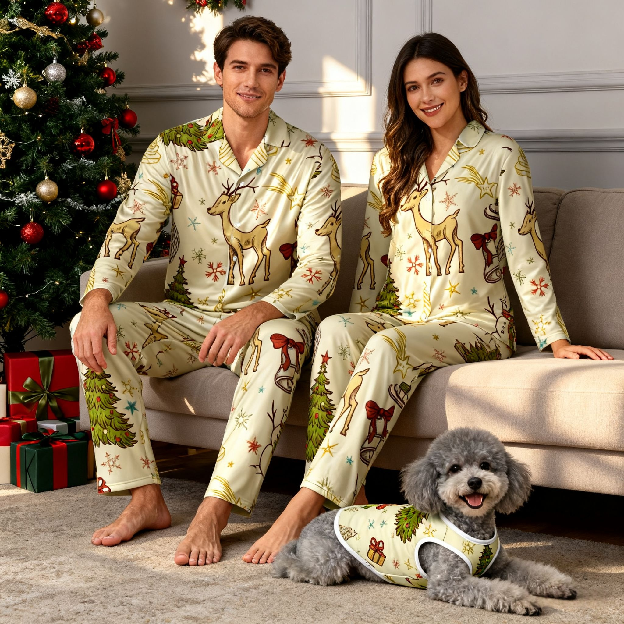 Holiday Reindeer & Christmas Tree Christmas Pajamas